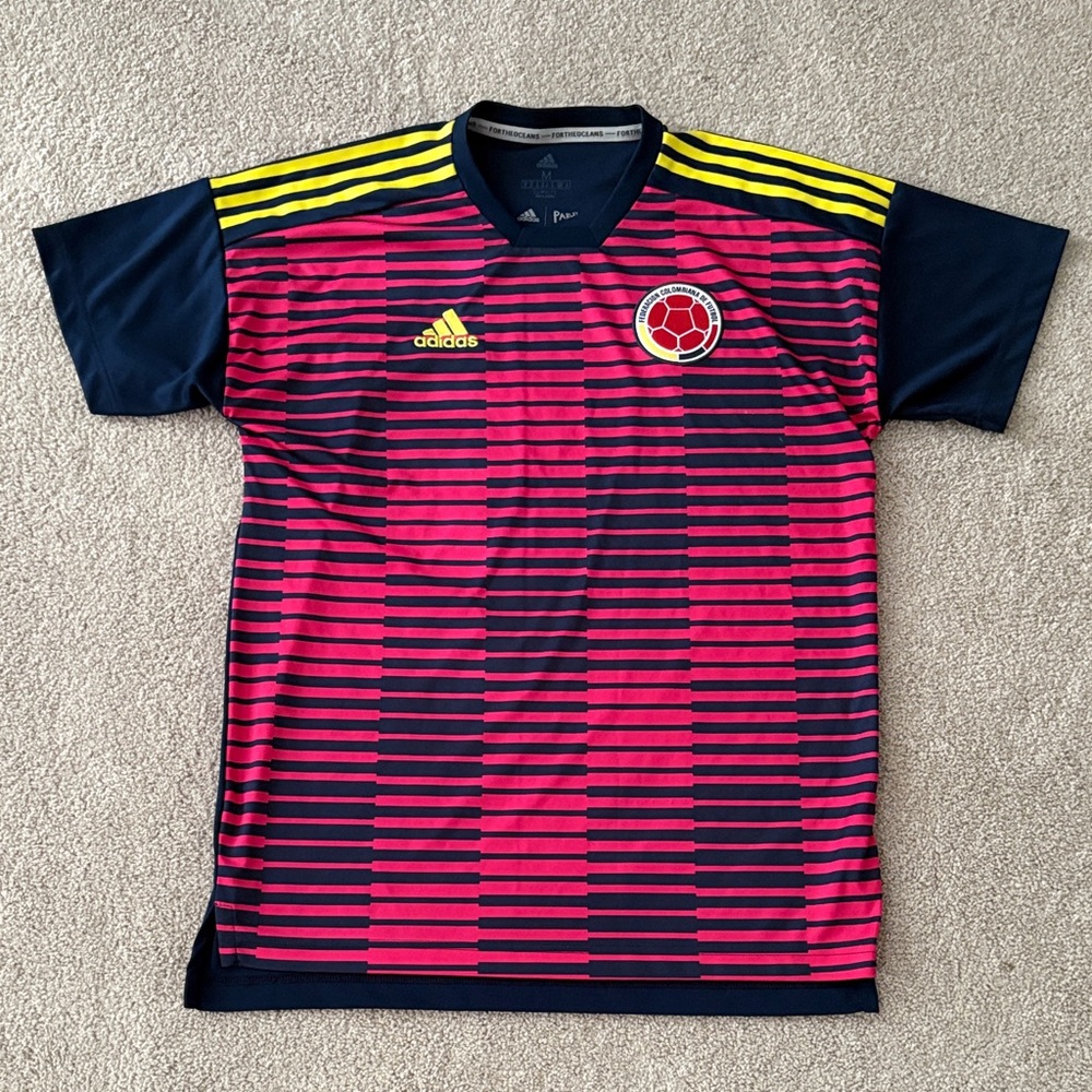 Adidas Pink and Navy Colombia Jersey Sz M